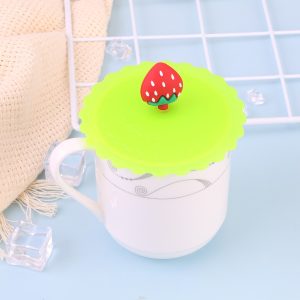 1pc Silicone Cup Lid, Cute Strawberry Decor Mug Cover For Home
