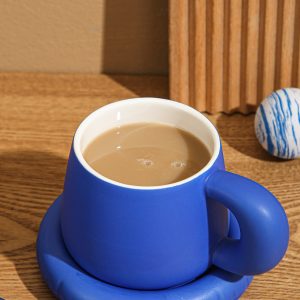 2pcs/set Solid Color Mug & Plate, Nordic Plain Color Coffee Mug & Plate For Home